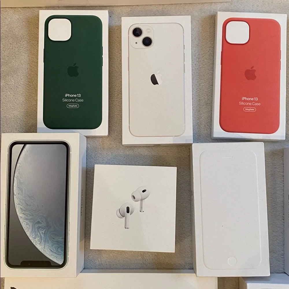 Bundle of EMPTY Apple packaging:  2 MacBook Air 13, AirPods Pro, iPhones, etc.